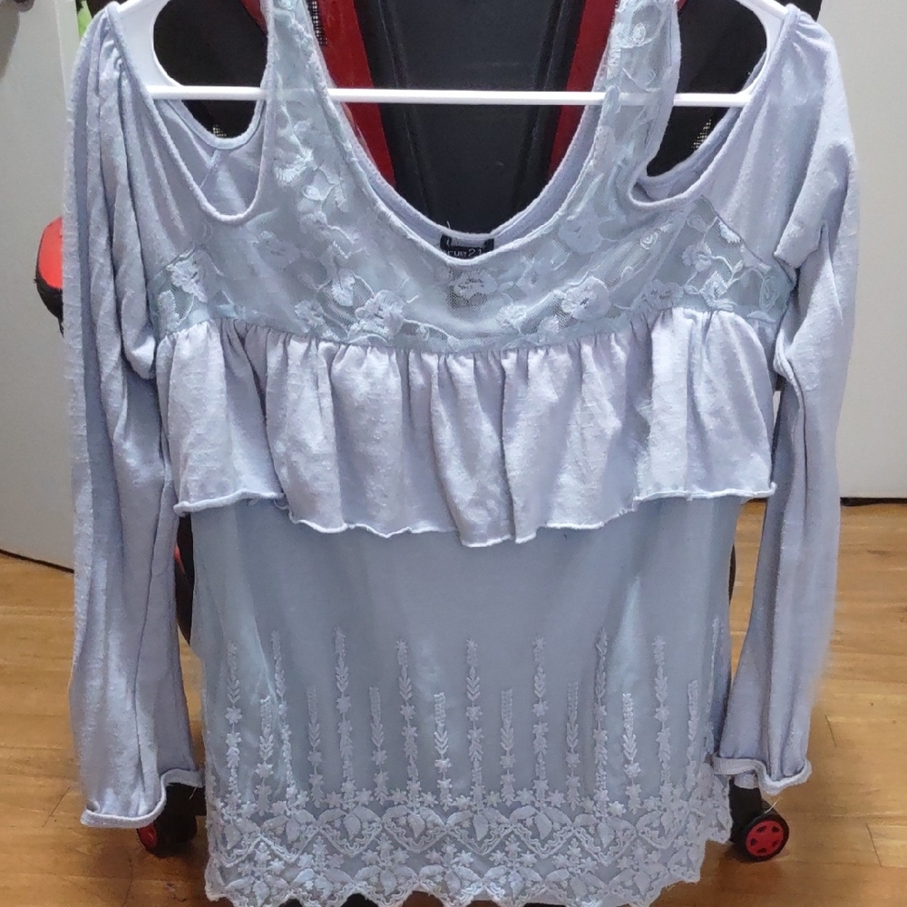 Rue21 Light Blue Lace Detail Blouse